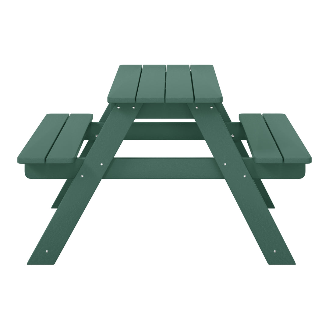 Malibu Outdoor Patio Kids HDPE Plastic Picnic Bench Table