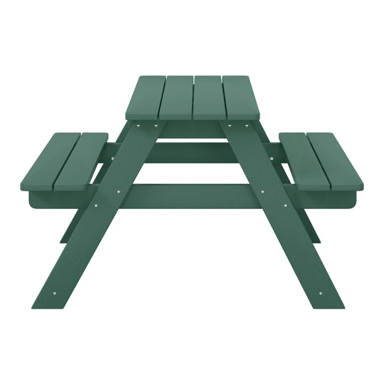 Malibu Outdoor Patio Kids HDPE Plastic Picnic Bench Table