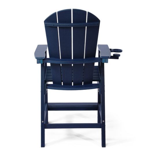 Malibu Outdoor HDPE  Tall Adirondack Counter Height Bar Chair With Cup Holder