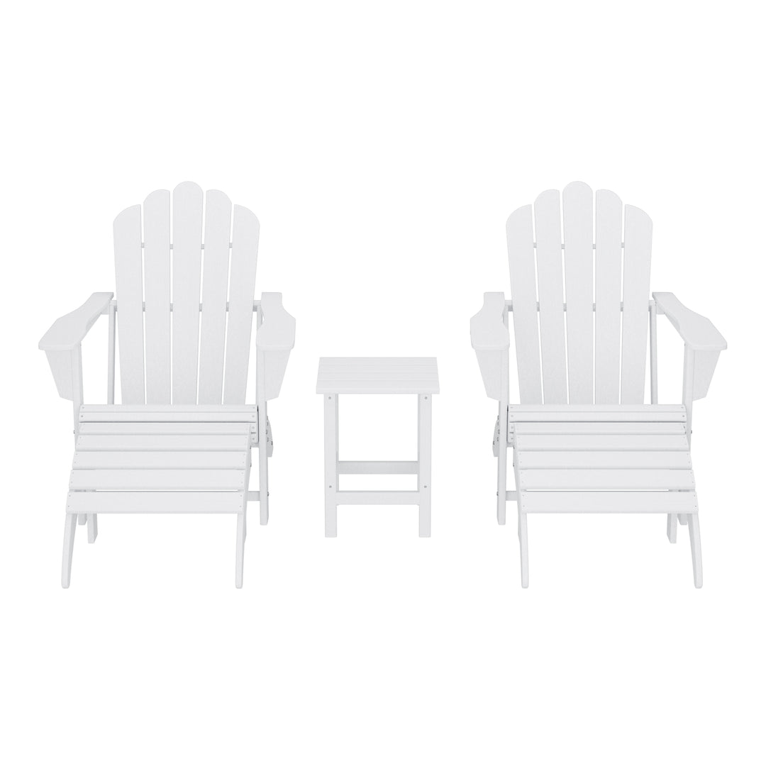 Highland 5-Piece Adirondack Chair with Folding Ottoman and Table Set