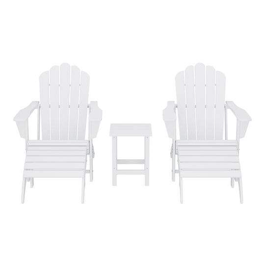 Highland 5-Piece Adirondack Chair with Folding Ottoman and Table Set