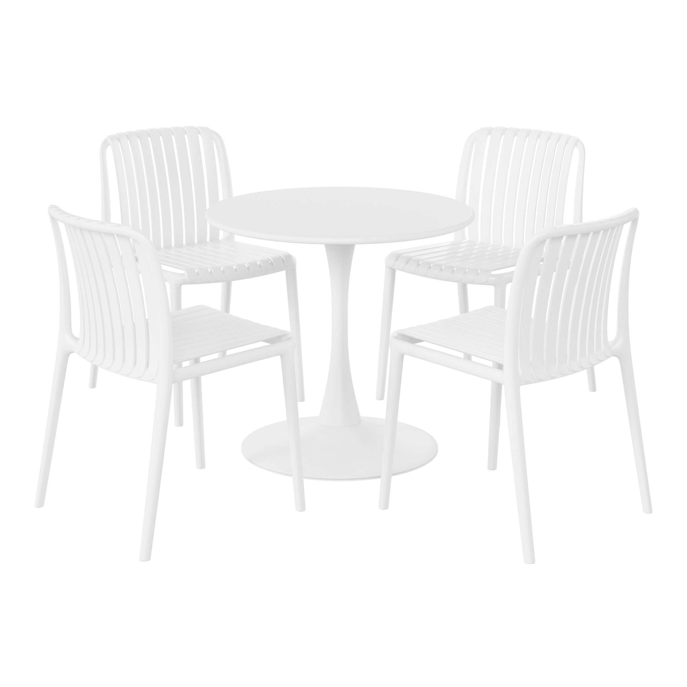 Playa 5-Piece Outdoor Metal Dining Table Set And Stackable Resin Patio Chairs
