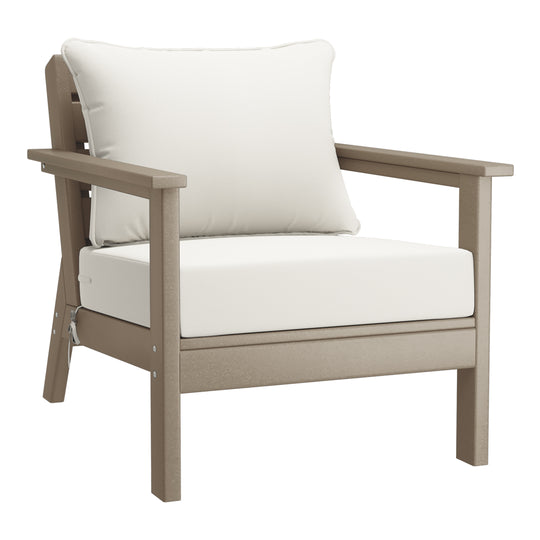 Avalon Outdoor Modern HDPE Patio Club Chairs with Deep Seat Cushions (Set of 2)