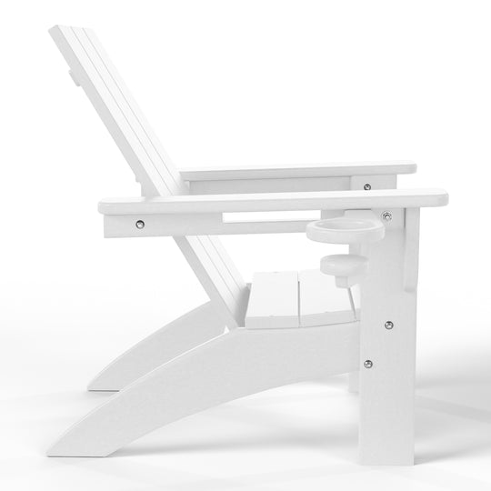 Ashore 3-Piece Kids HDPE Modern Adirondack Chairs Set with Square Side Table and Cup Holders