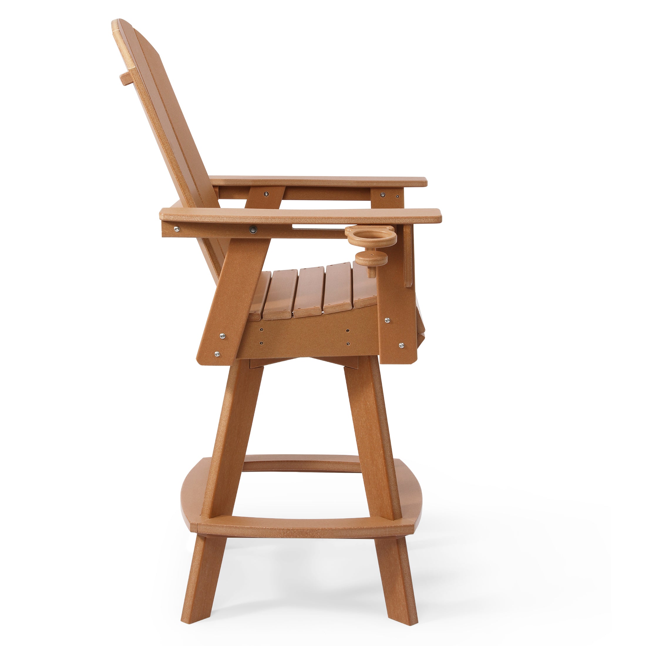 Malibu Outdoor HDPE Swivel Adirondack Bar Height Chair With Cup Holder