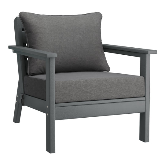 Avalon Outdoor Modern HDPE Patio Club Chairs with Deep Seat Cushions (Set of 2)