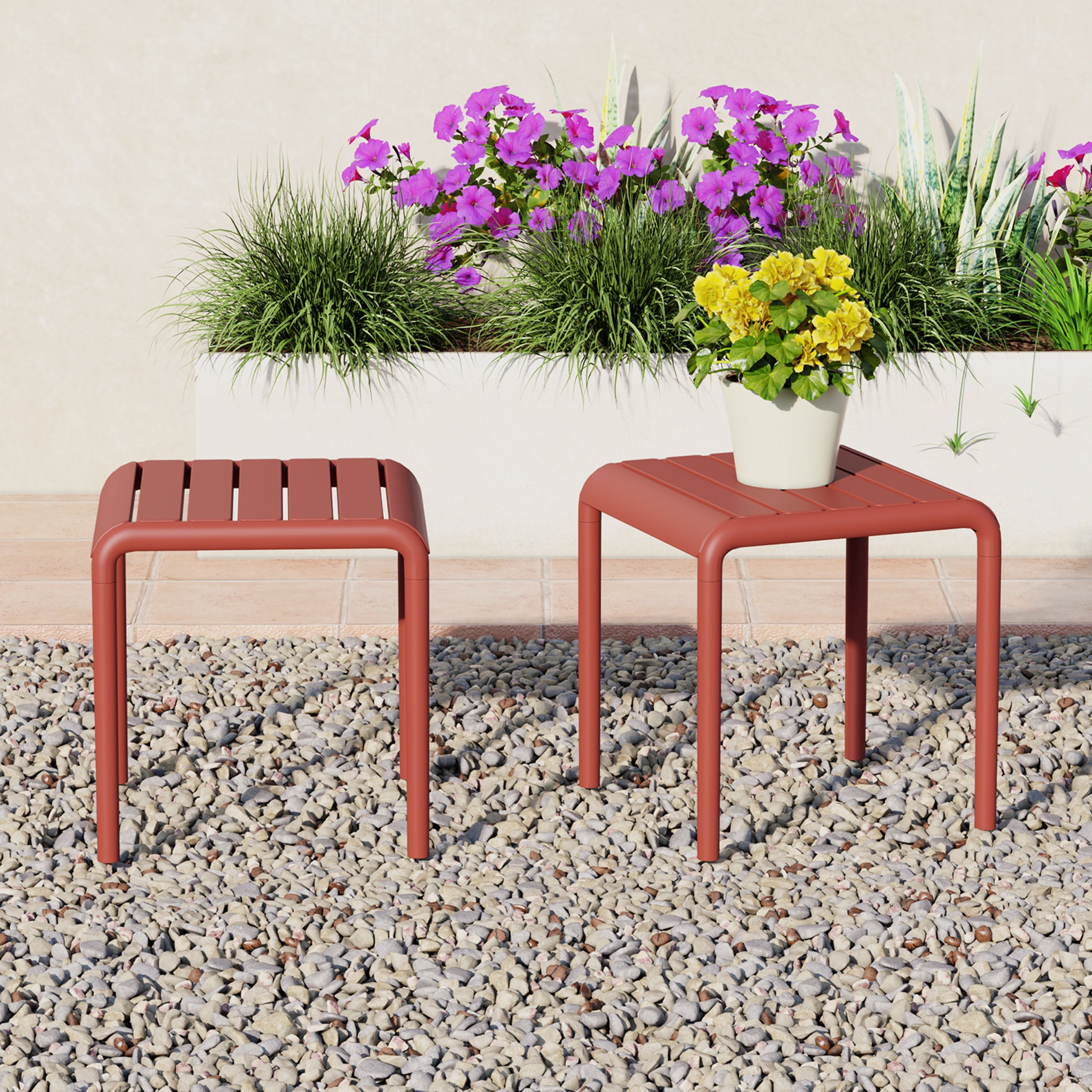 Playa Plastic Modern Outdoor Patio Accent Side Tables (Set of 2)