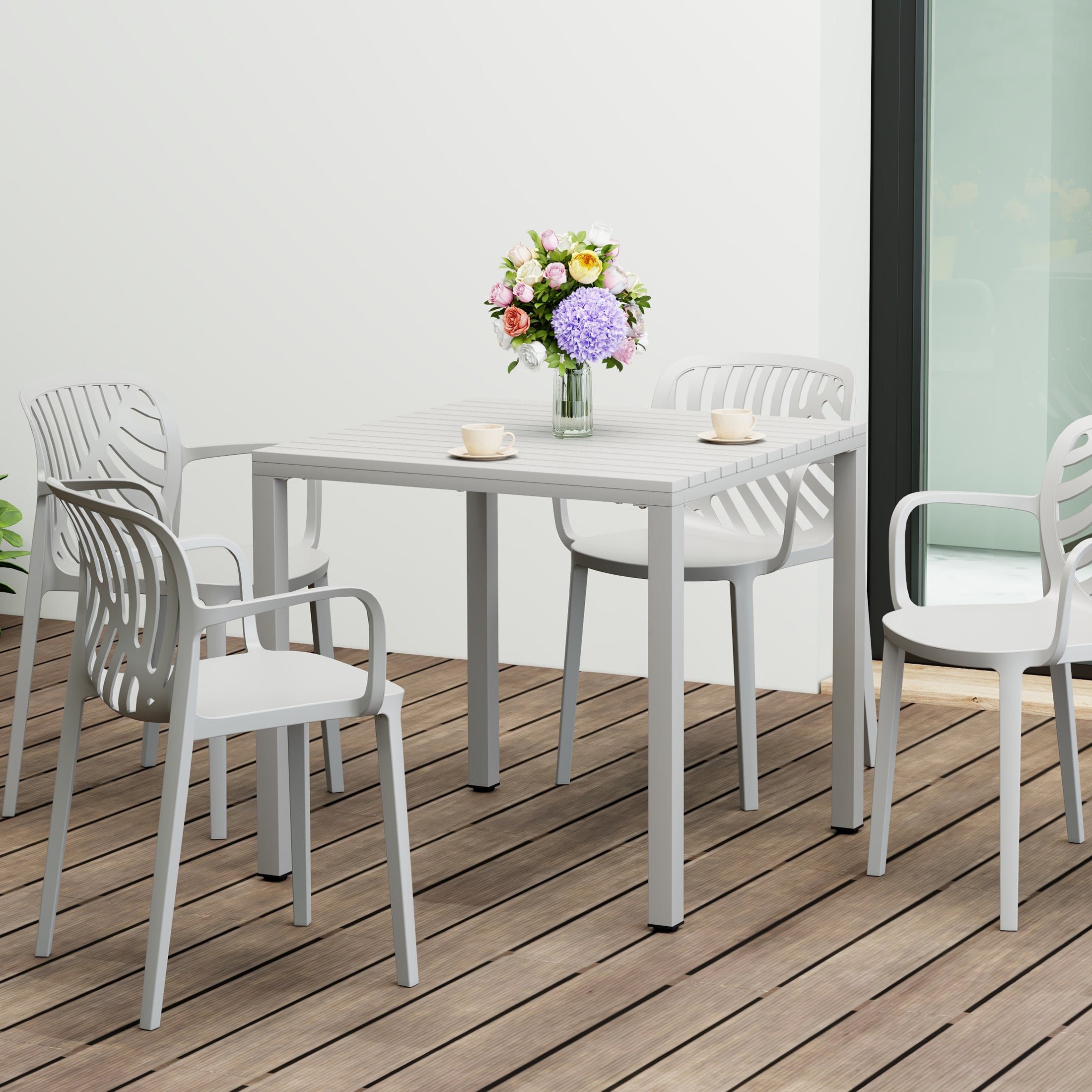 Playa 31.5" Iron Metal Frame Outdoor Square Patio Dining Table