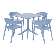 Playa 5-Piece Outdoor Resin Square Patio Dining Table Set with Stackable Patio Dining Chairs
