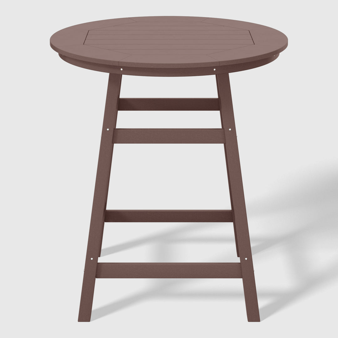 Malibu 5-Piece HDPE Outdoor Patio Dining Bar Bistro Table Set with Counter High Round Bar Stools