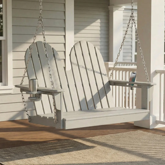 St. Augustine 4ft Outdoor HDPE Poly Farmhouse Hanging Porch Swing With Cup Holders