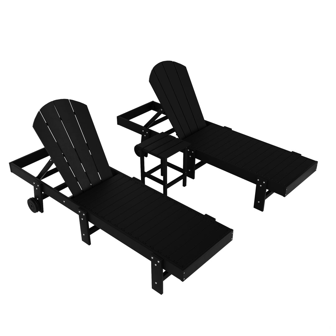 Malibu 3 Piece Poly Reclining Chaise Lounge With Wheels