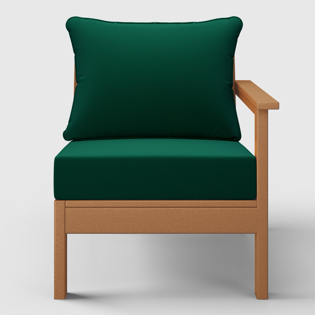Avalon Outdoor Patio HDPE Right Arm Sectional Corner Club Chair with Patio Cushions