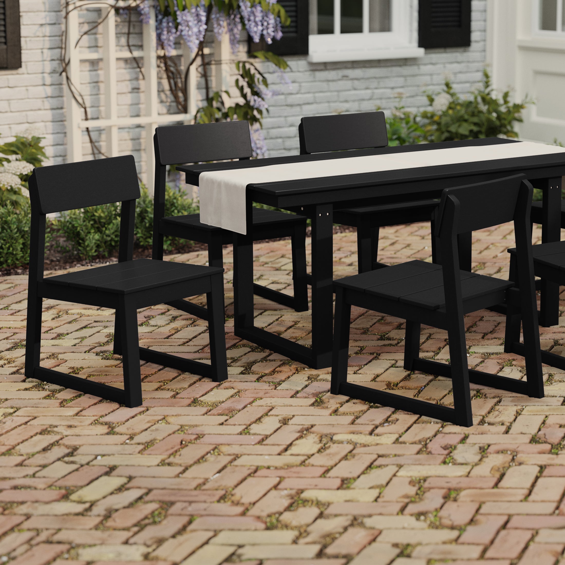 Paloma Modern HDPE Outdoor Armless Patio Dining Chairs (Set of 2)