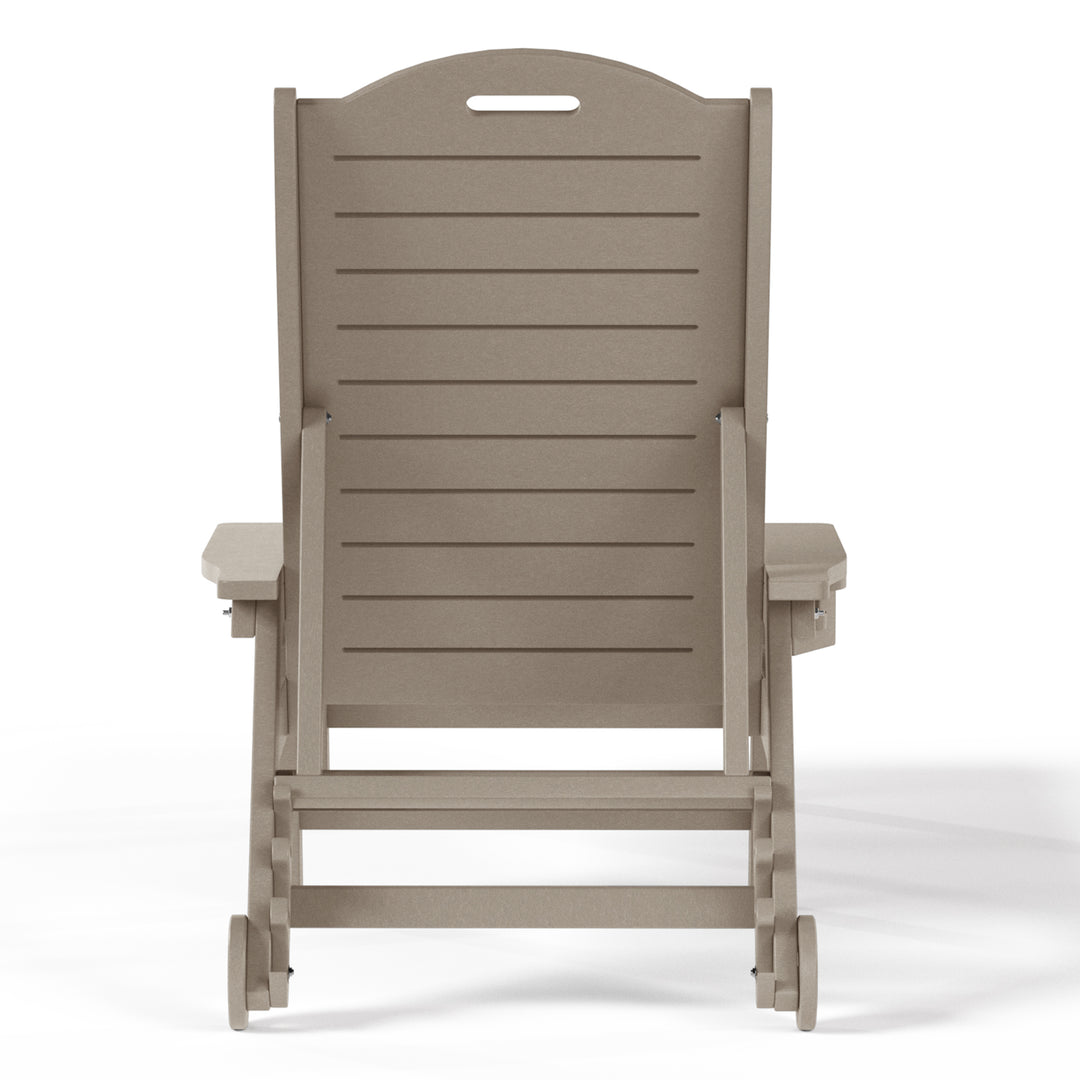 Aruba Outdoor HDPE Patio Chaise Lounge With Wheels & Cup Holder