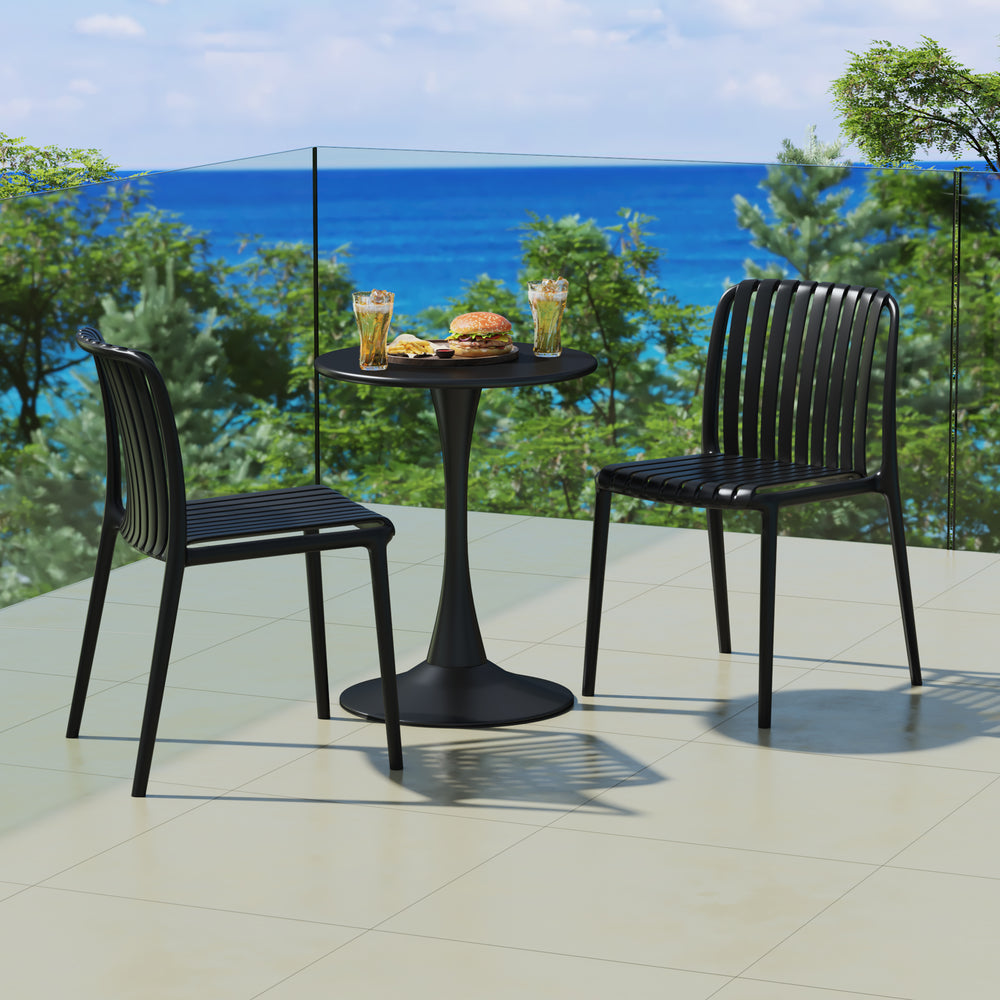 Playa Outdoor Stackable Polypropylene Plastic Dining Side Chairs (Set of 2)