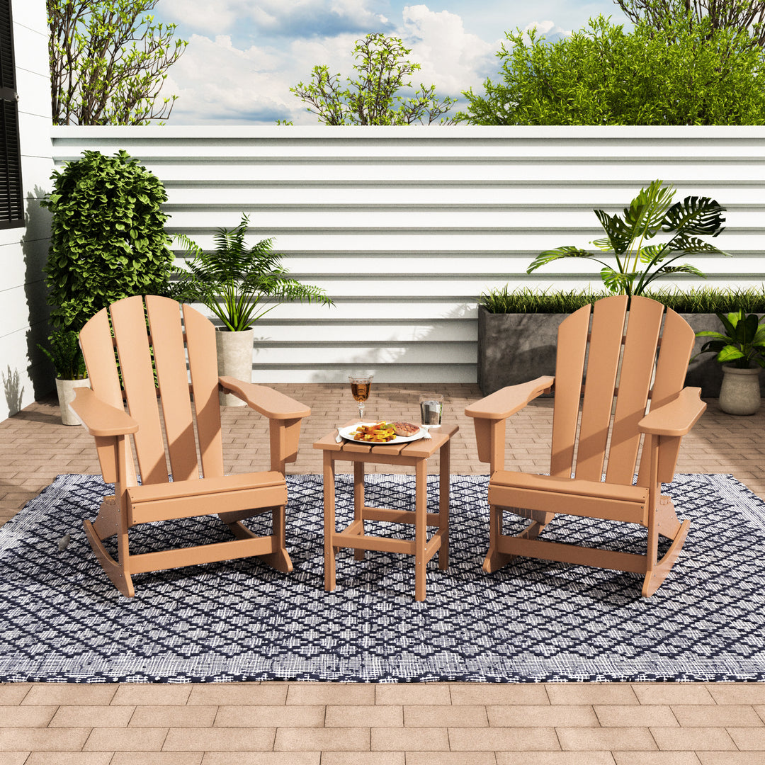 Malibu Westintrends 3-Piece set Outdoor / Patio Poly Adirondack rocking chairs with a side table ( 2 seater )