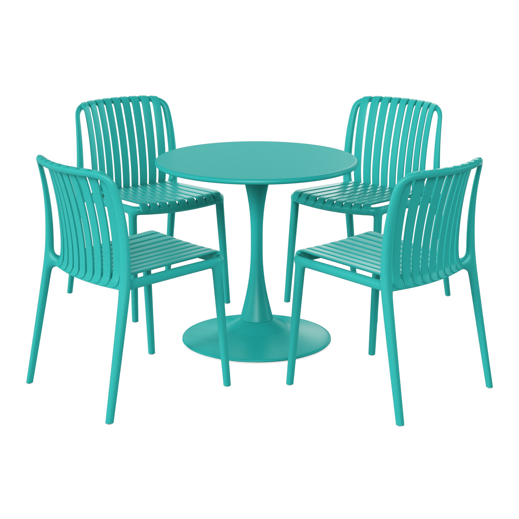 Playa 5-Piece Outdoor Metal Dining Table Set And Stackable Resin Patio Chairs