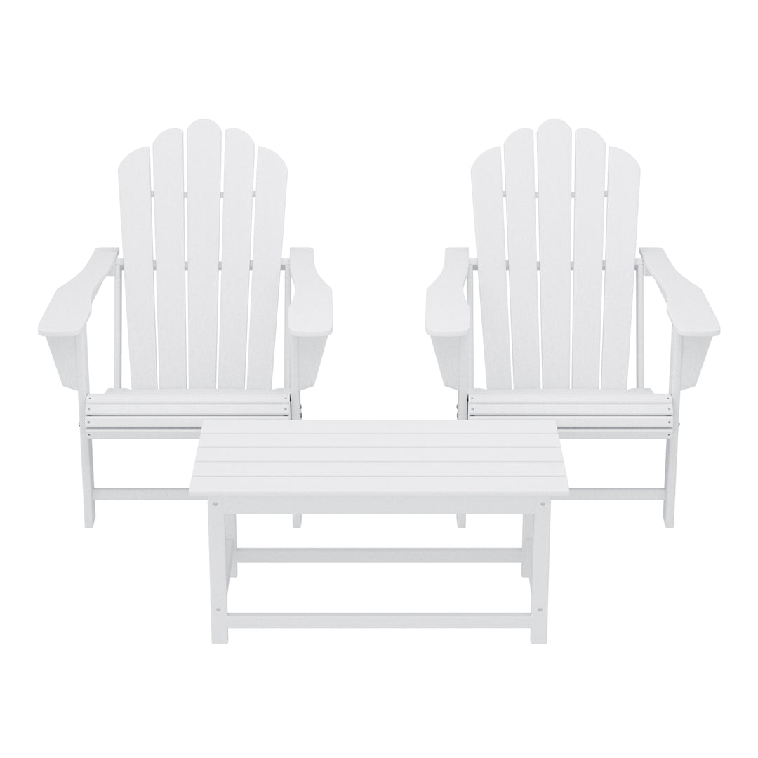 Highland 3-Piece Adirondack Chairs with Cup Holders and Coffee Table Set