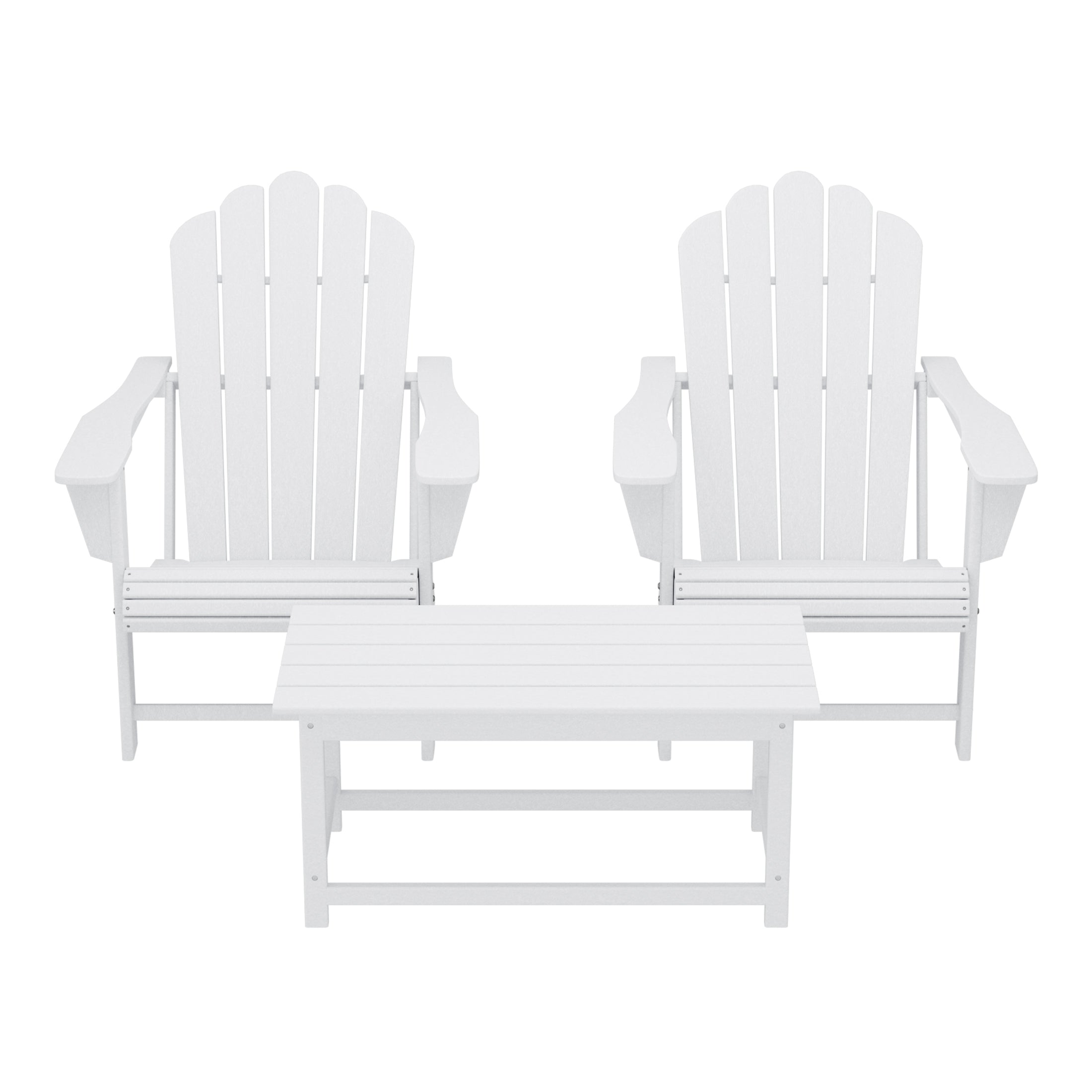 Highland 3-Piece Adirondack Chairs with Cup Holders and Coffee Table Set