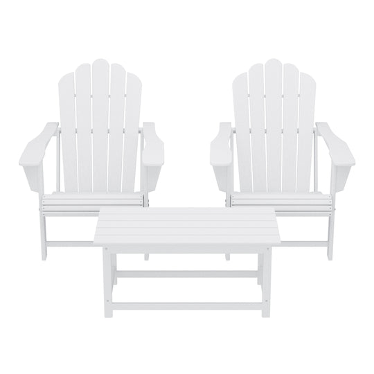 Highland 3-Piece Adirondack Chairs with Cup Holders and Coffee Table Set