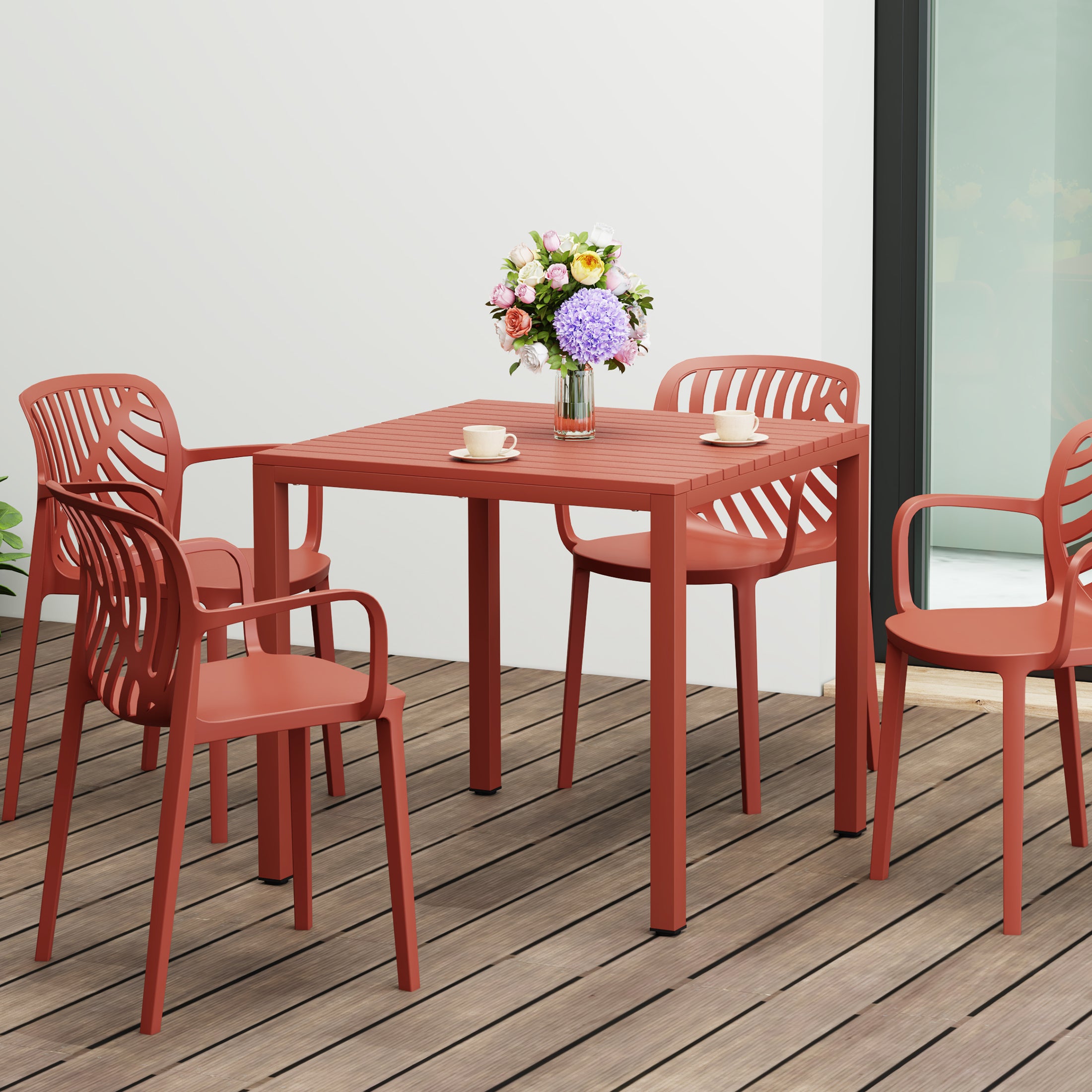 Playa 31.5" Iron Metal Frame Outdoor Square Patio Dining Table