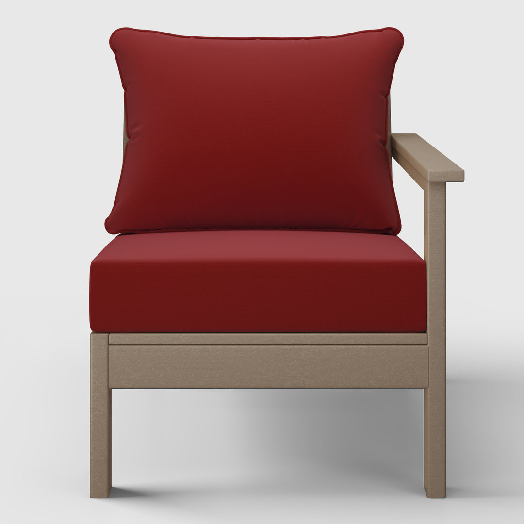 Avalon Outdoor Patio HDPE Right Arm Sectional Corner Club Chair with Patio Cushions