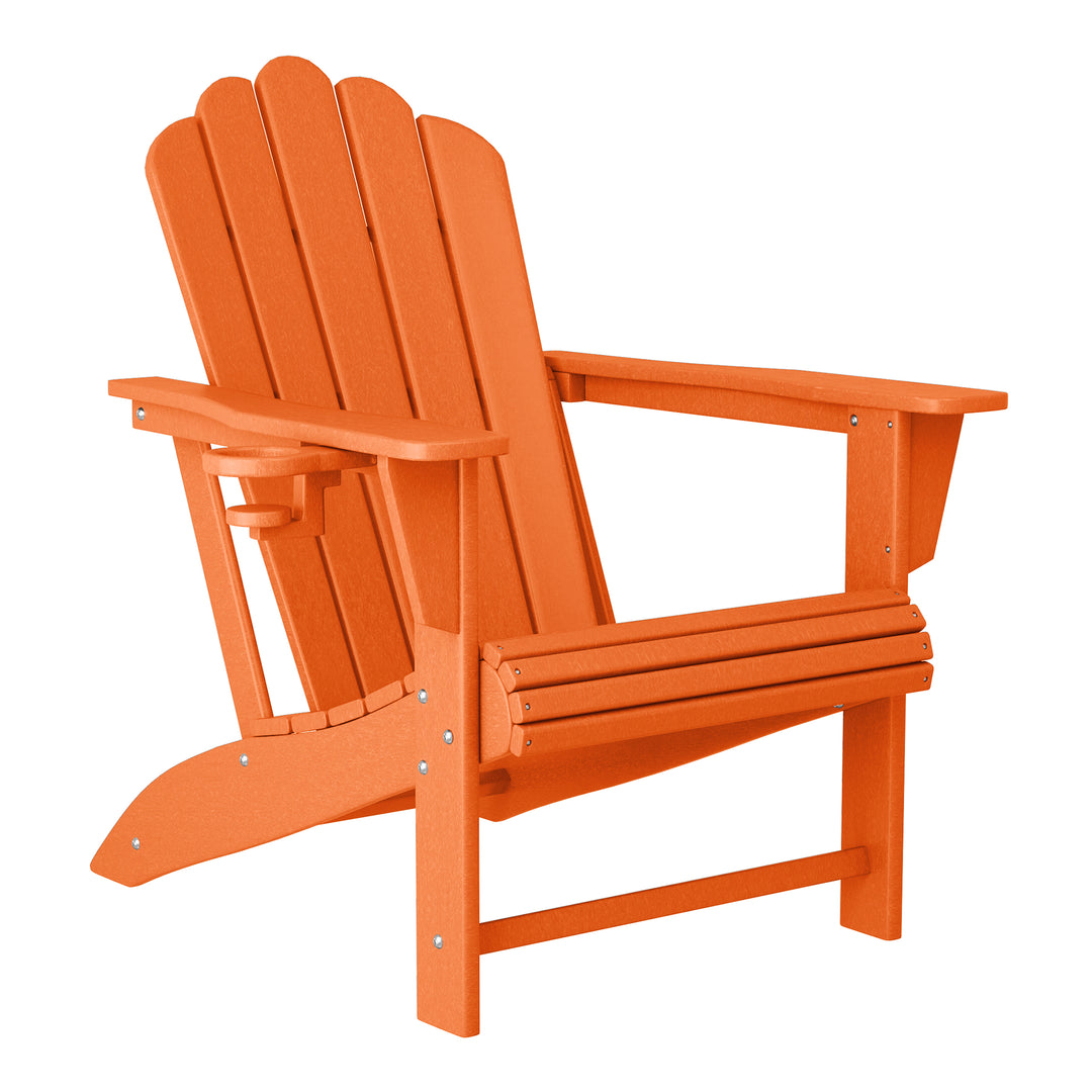 Highland Outdoor Patio HDPE Adirondack Chairs With Cup Holders (Set of 4)