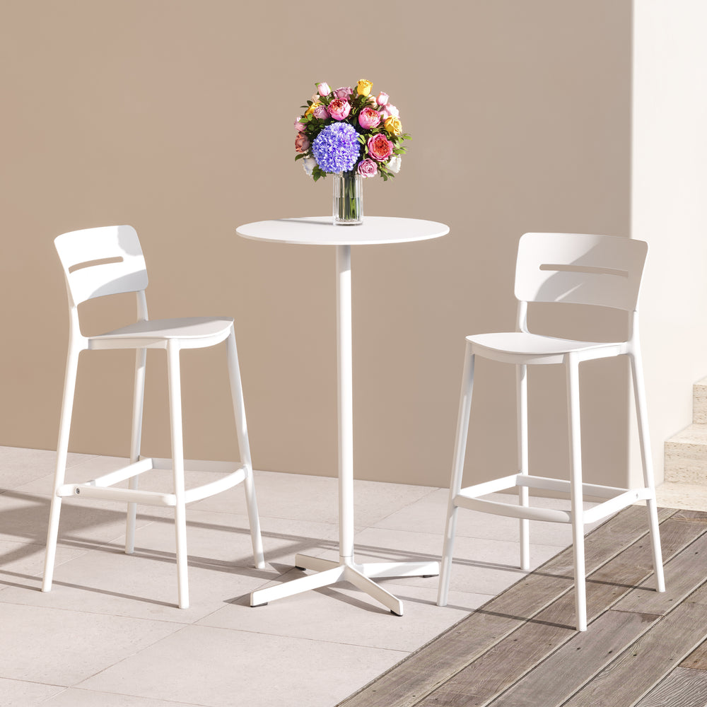 Playa Stackable Polypropylene Resin Plastic Outdoor Patio Bar Stools (Set of 2)