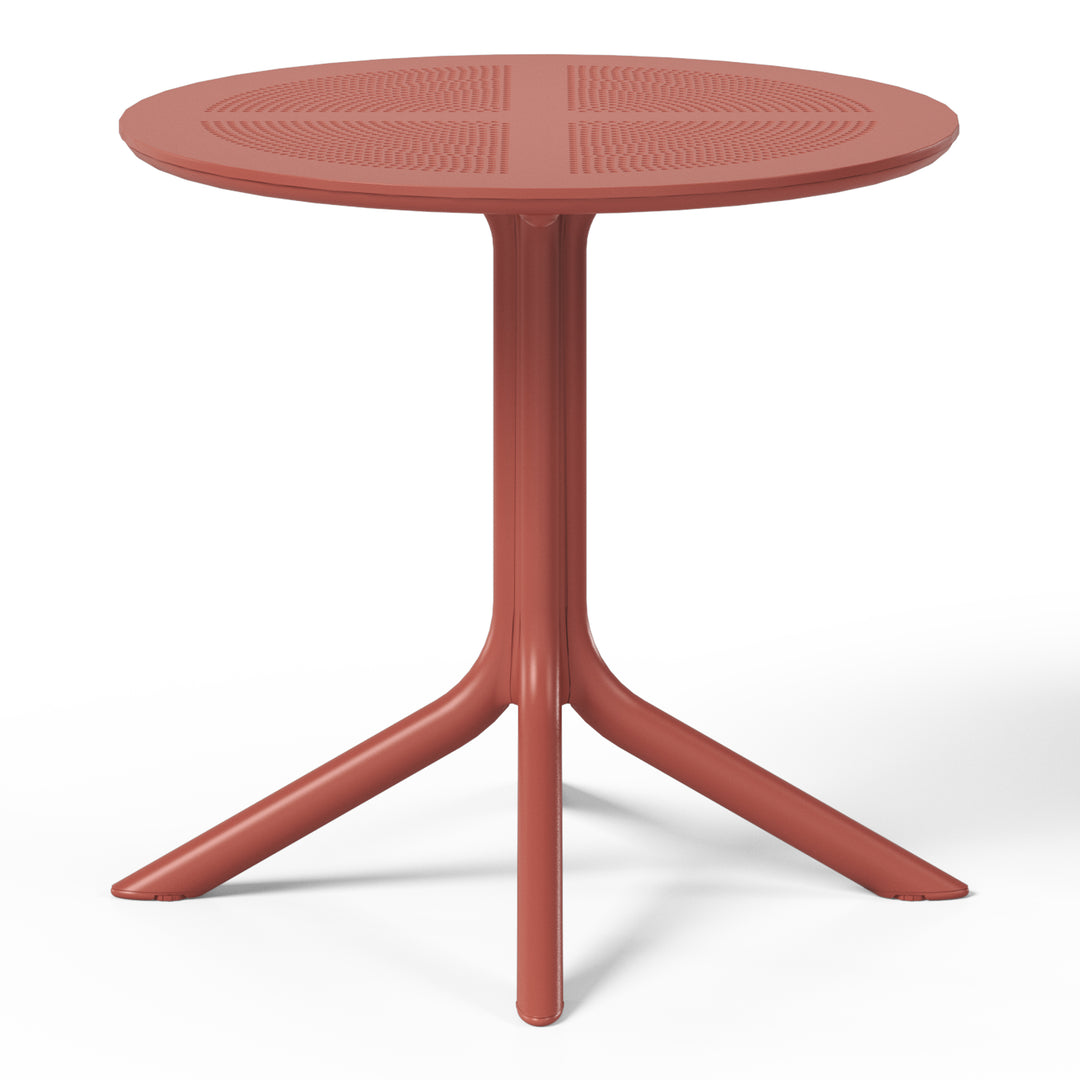 Playa 5-Piece Outdoor Resin Round Patio Dining Table Set with Modern Stackable Patio Dining Chairs