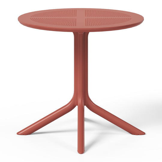 Playa Modern 5-Piece Resin Round Patio Dining Table Set with Stackable Patio Dining Chairs