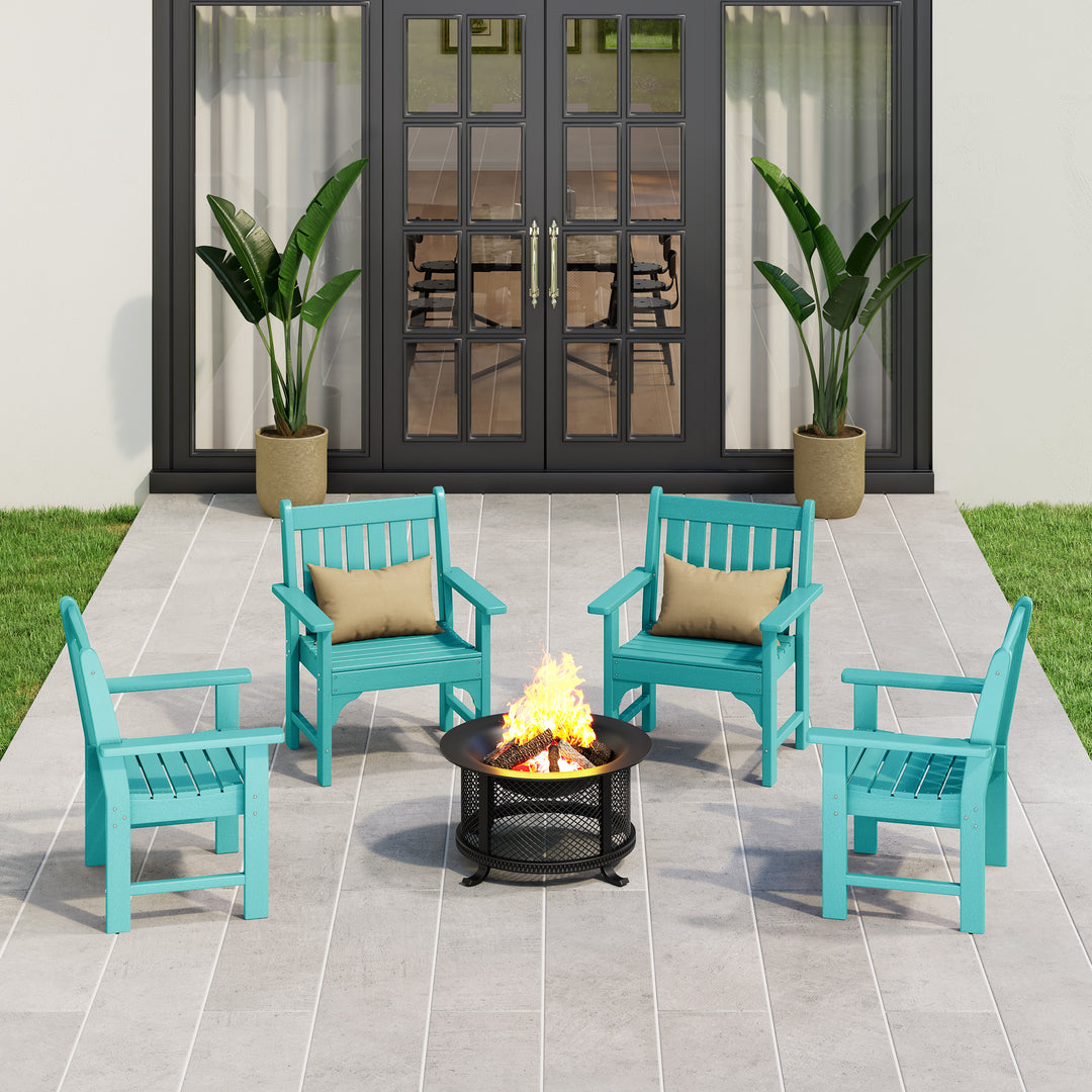 Malibu Outdoor Patio HDPE Adirondack Dining Arm Chairs (Set of 4)