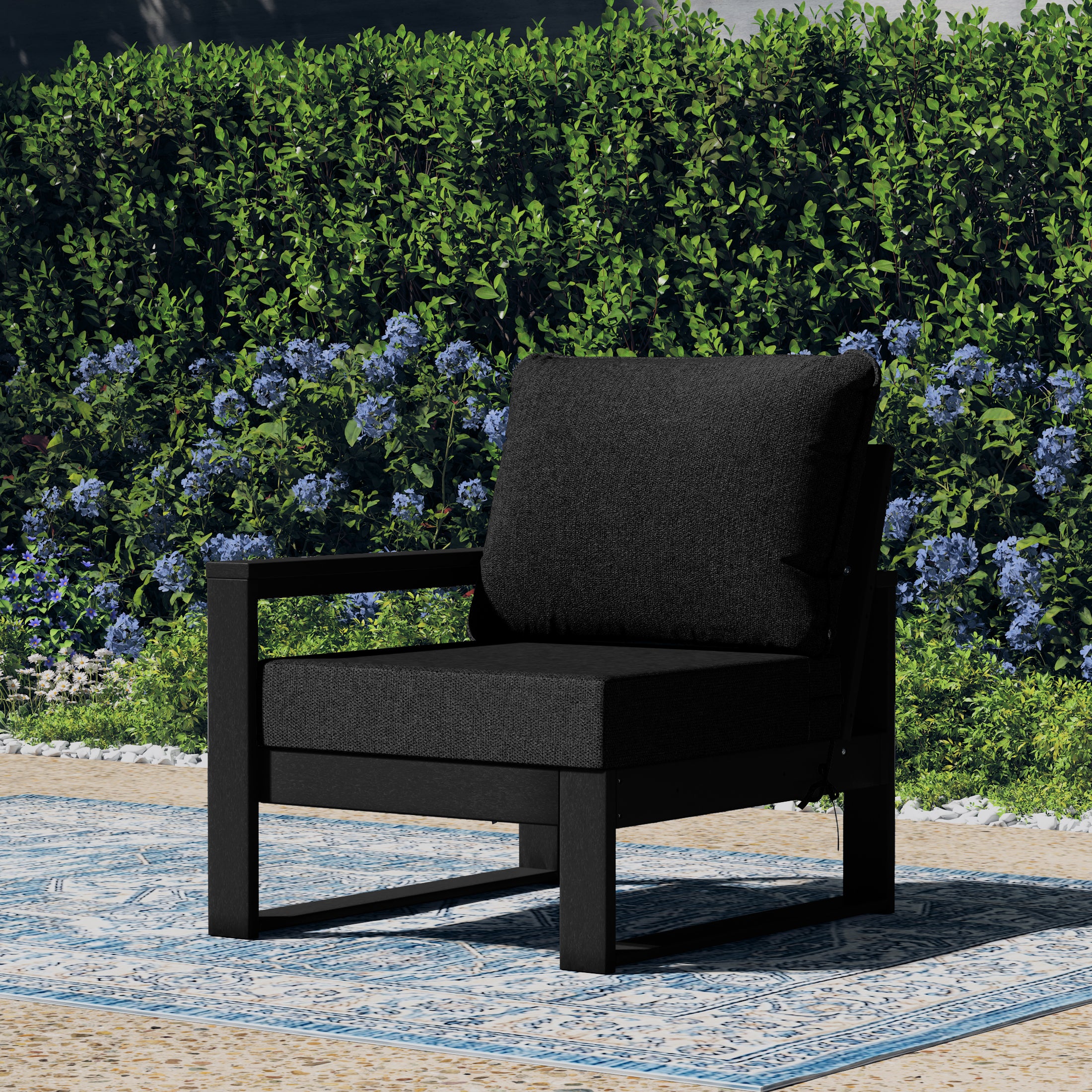 Montara Outdoor HDPE Left Arm Sectional Patio Corner Club Chair with Patio Cushions