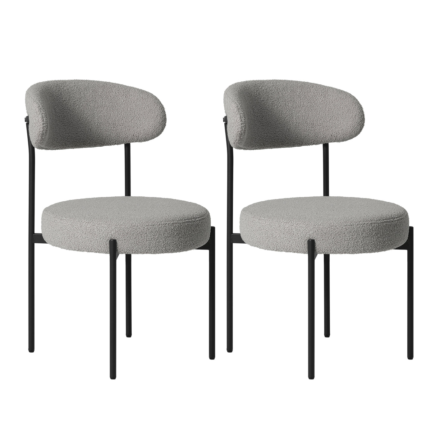 Alexandria Mid-Century Modern Upholstered Sherpa Round Dining Chairs (Set of 2)