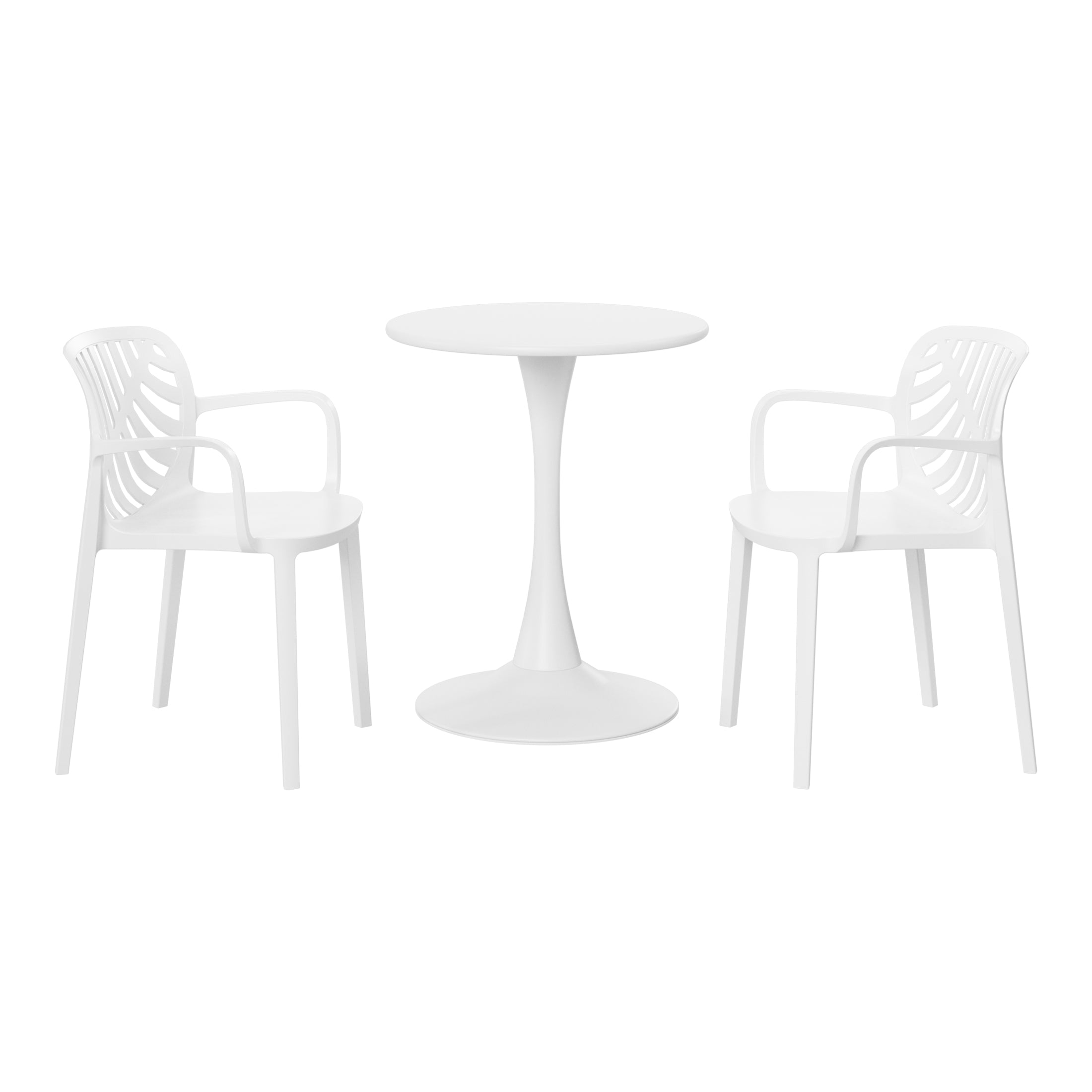 Playa 3-Piece Outdoor Indoor Metal Patio Dining Table Set With Stackable Patio Chairs