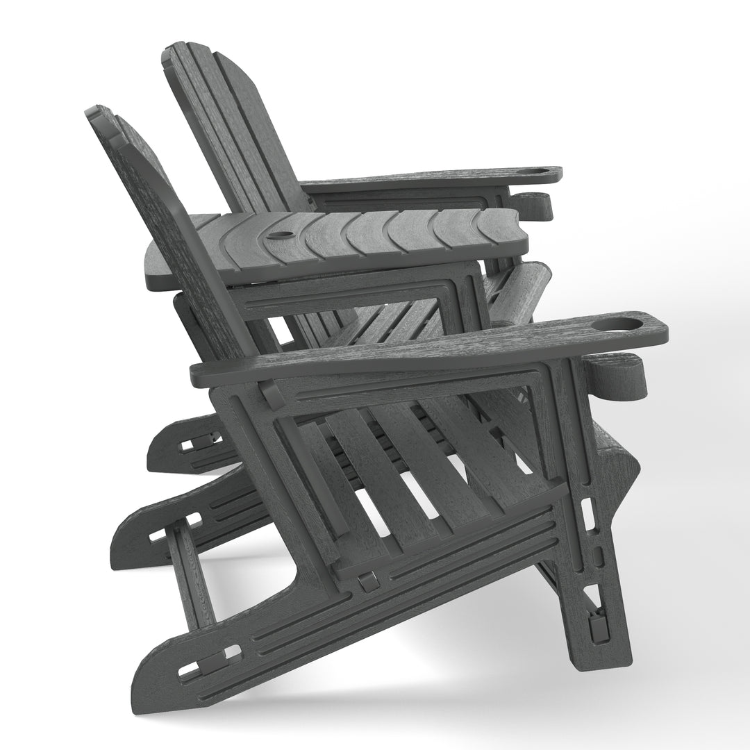 Azura Outdoor HDPE Adirondack Chairs With Connecting Table Tray (Set of 2)