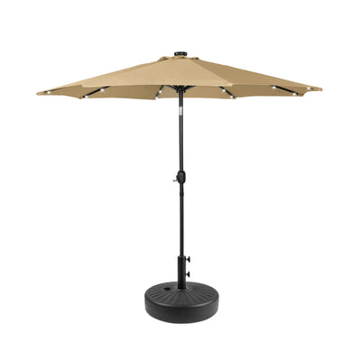 Cyrus 9 ft. Patio Solar Power LED Market Umbrella with Round Black Base