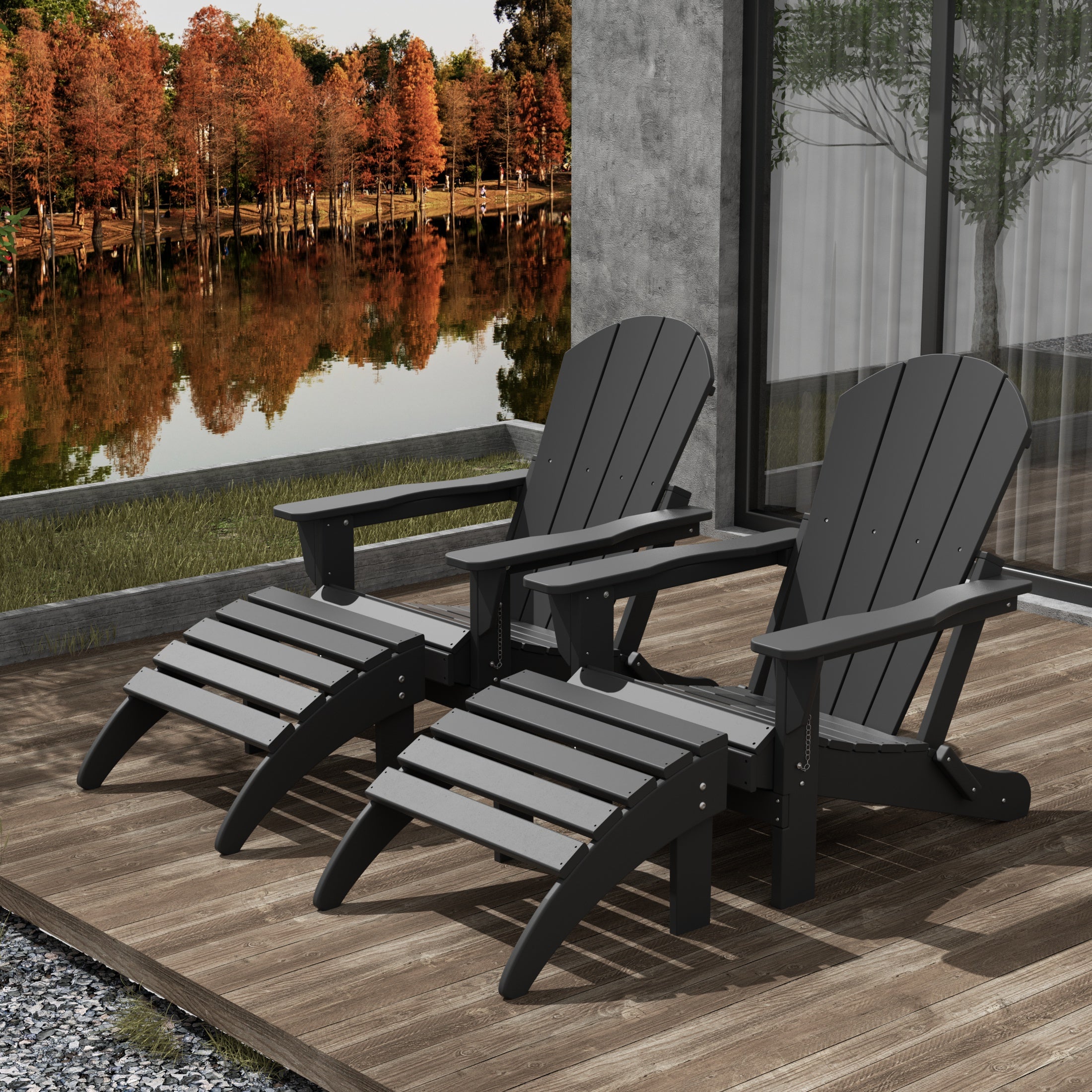 Malibu 4-Piece set classic Adirondack chairs with ottoman (2 seater)