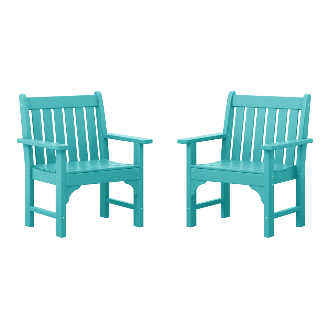 Malibu Outdoor Patio HDPE Adirondack Dining Arm Chairs (Set of 2)
