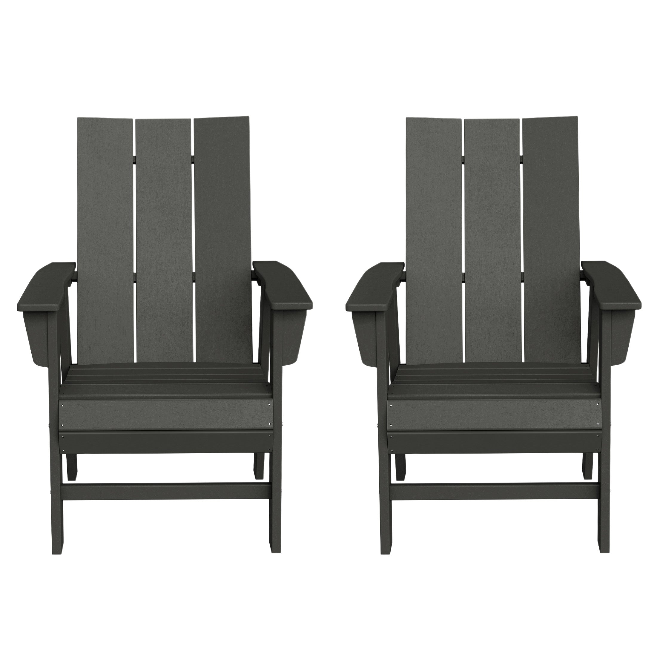 Ashore Outdoor Patio HDPE Plastic Modern Adirondack Dining Chairs (Set of 2)