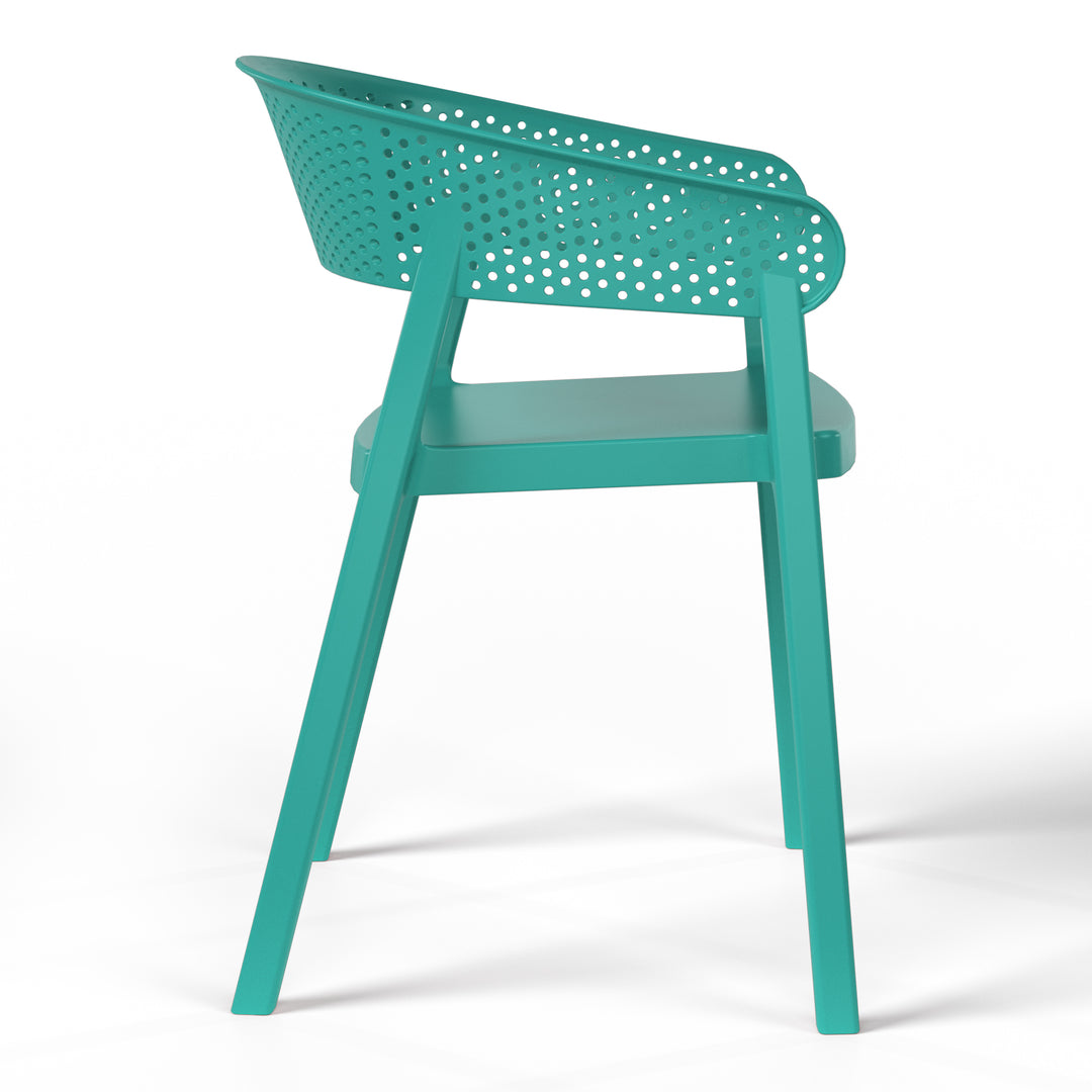 Playa 5-Piece Modern Patio Round Dining Table Set with Stackable Patio Dining Chairs