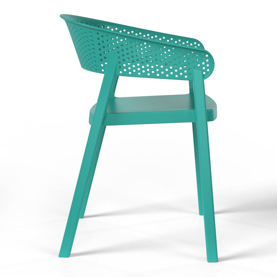 Playa 5-Piece Modern Patio Round Dining Table Set with Stackable Patio Dining Chairs