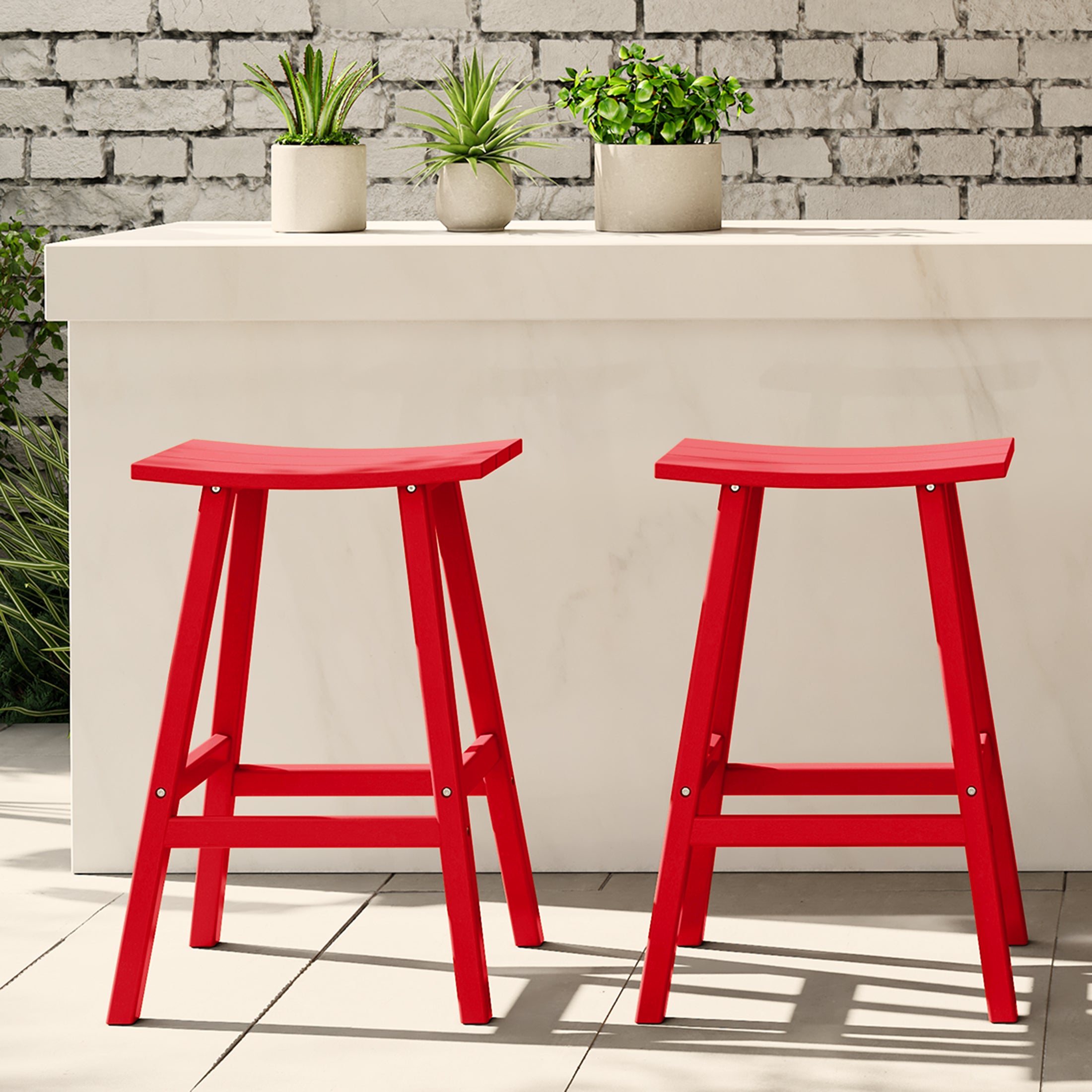 Malibu 29" HDPE Outdoor Patio Bar Height Bar Stools (Set of 2)