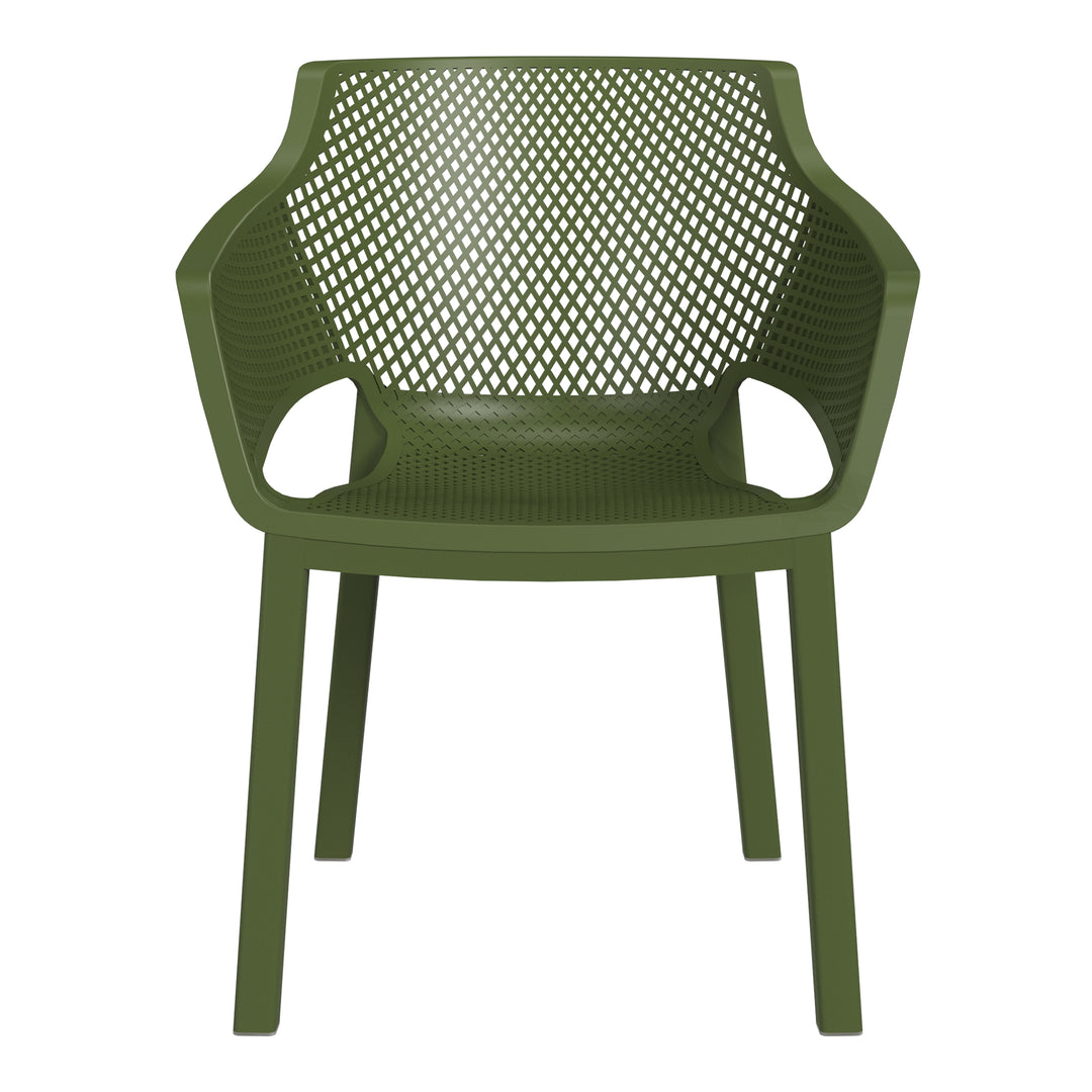 Playa Outdoor Modern Stackable Plastic Resin Patio Dining Armchair (Set of 4)