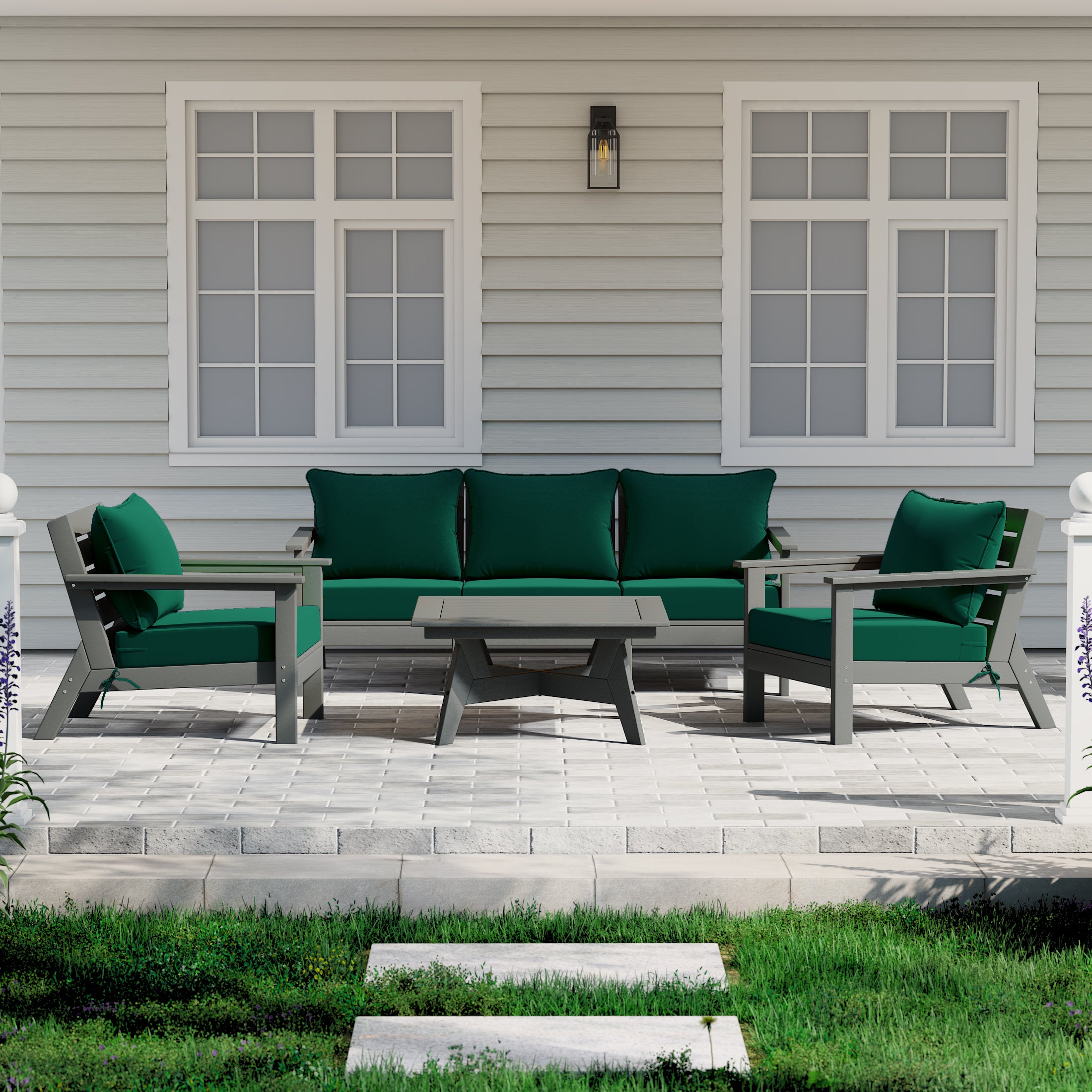 Avalon Outdoor 6-Piece Modular Sectional Patio Furniture Sofa Set in Gray Frame