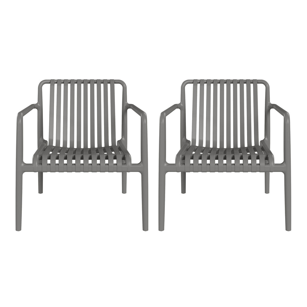 Playa Outdoor Modern Stackable Plastic Patio Club Armchairs (Set of 2)