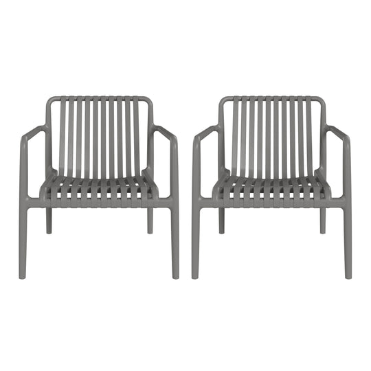 Playa Outdoor Modern Stackable Plastic Patio Club Armchairs (Set of 2)
