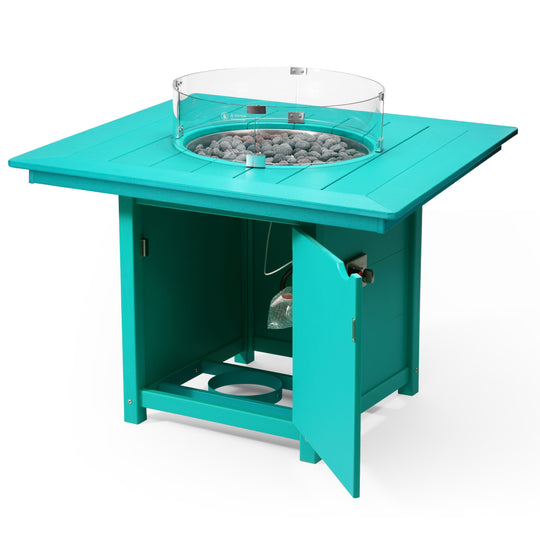 Helios Modern Outdoor Patio Propane 42" Square Fire Pit Table