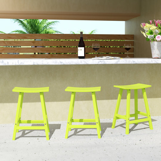 Malibu 24" HDPE Outdoor Patio Counter Height Bar Stools (Set of 3)