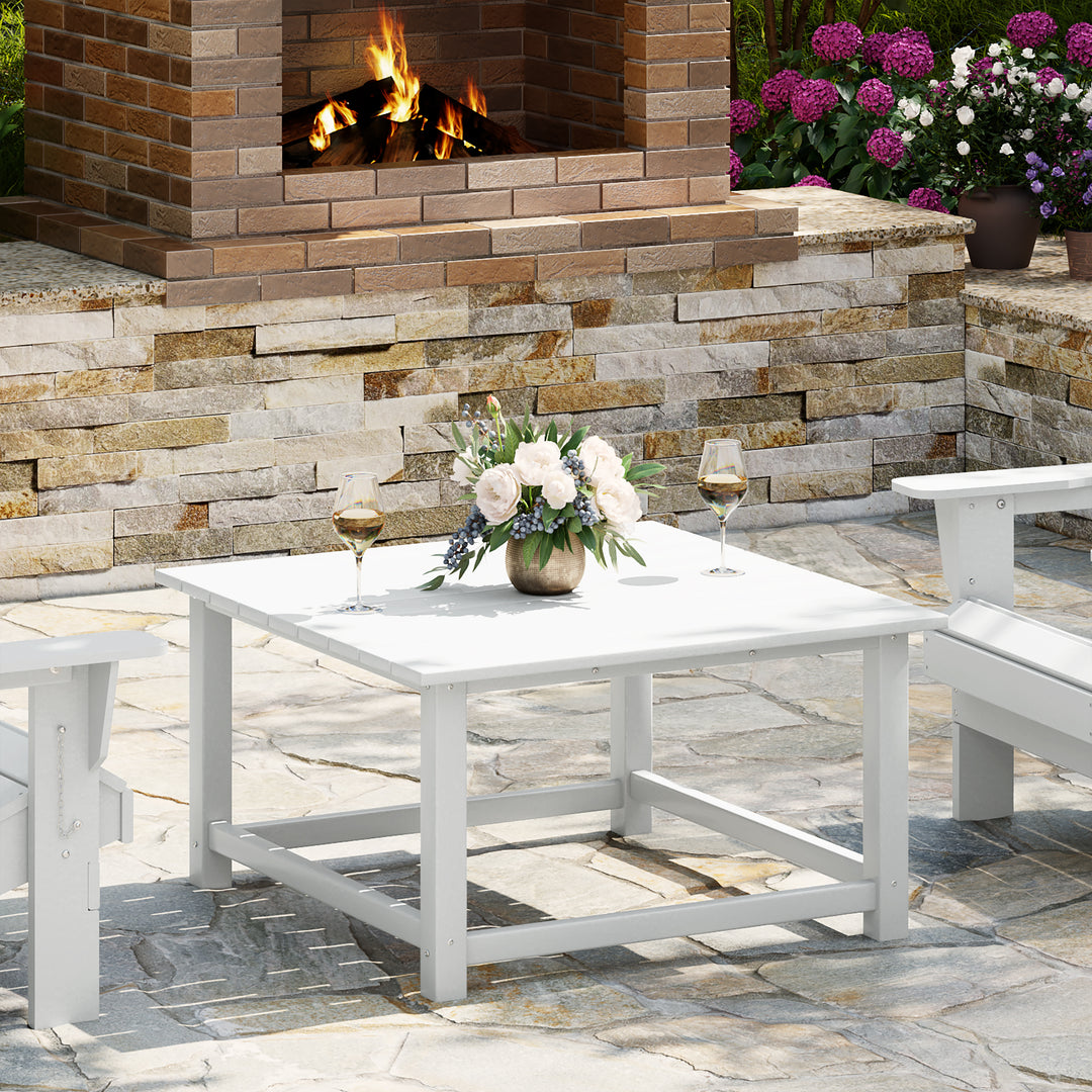 Malibu Low Outdoor HDPE Square Patio Coffee Table